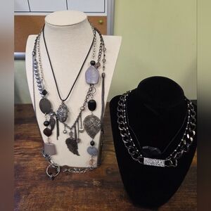 BOGO💖Gunmetal and Black Toned Necklace Lot Of 7